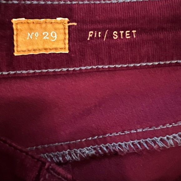 ANTHROPOLOGIE PILCRO FIT STET BURGUNDY CORDUROY ANKLE ZIP PANTS - Size 29 - Picture 8 of 16